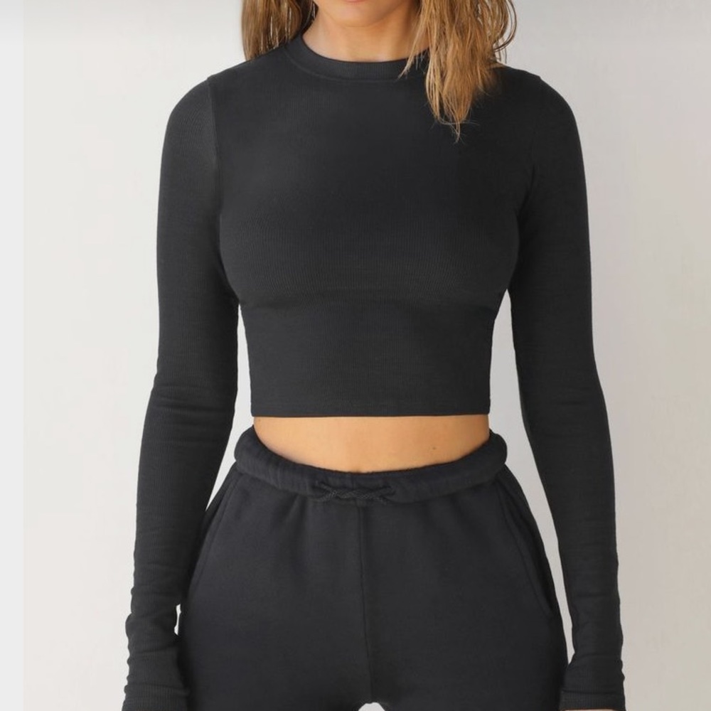 Cropped Ribbed knit long sleeve